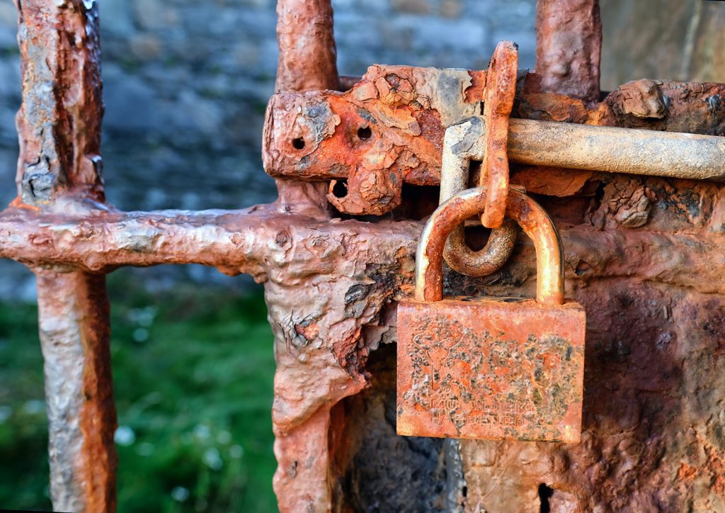 'Decay' print equal second place "Rusty Lock" by Andrea Thrussell