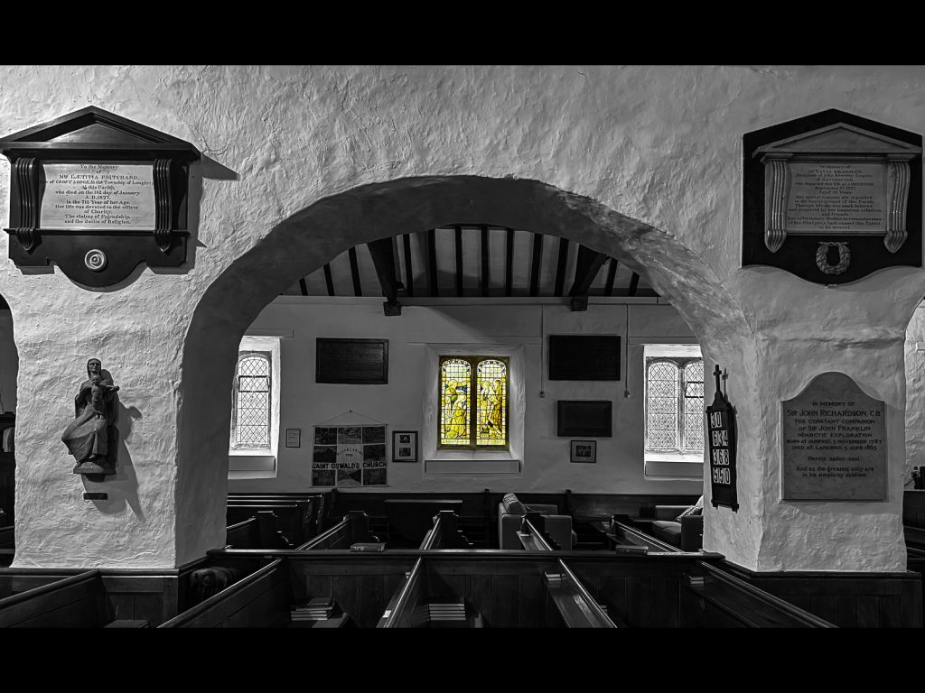 Framed digital third place: "St Oswald's Church Grasmere" by Angela Skitt